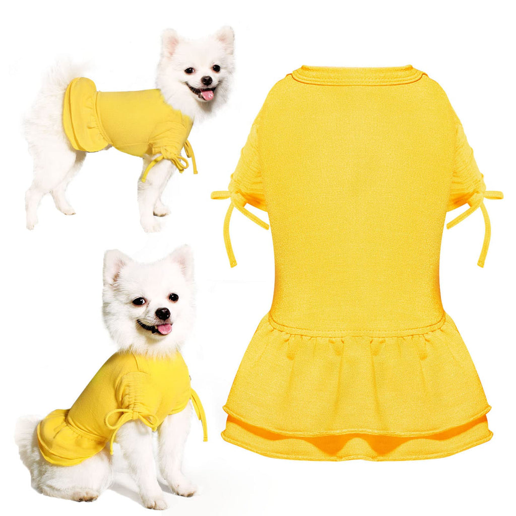 Topkins Small Dog Dresses Dog Birthday Dresses Dog Party Dress Dog Holiday Dresse with Cute Ruffles Dog Clothes for Small Medium Dogs Girl(Yellow S)