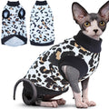 Idepet Cat Clothes Cats Sweater Soft Kitten Shirt Cute Leopard Print Cat Vest Pullover Pajamas Jumpsuit Cotton Apparel for Cat Puppy(White X-Large)