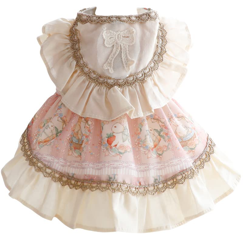 AZA Dog Princess Dresses for Small Dogs Cat Lolita Lace Bow Clothes Bunny Costume Pink Pet Girl Cute Coat Outfits Spring Costumes Summer (LPink Bunny)